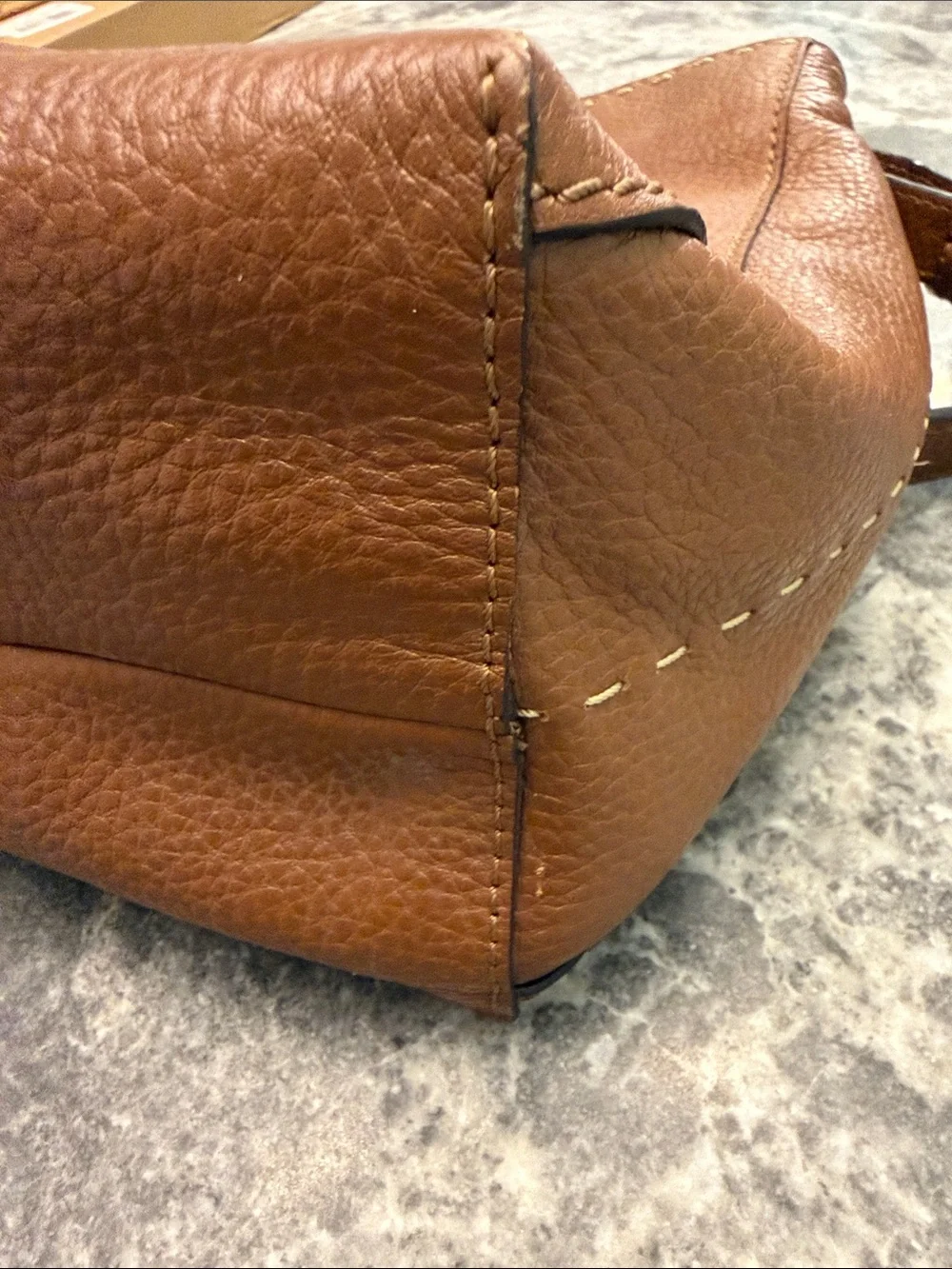 Loxwood Paris Cognac Pebbled Leather Shoulder Bag